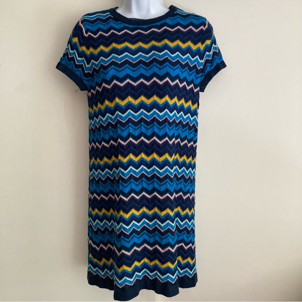 Missoni For Target Short Sleeve Multicolor Zigzag Chevron Knit Tunic Dress, Sz M